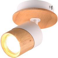 LED Plafondspot - Trion Arnia - GU10 Fitting - 1-lichts - Rond - Hout/Wit - Natuurhout - thumbnail