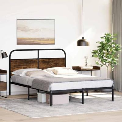 Bedframe zonder matras bewerkt hout gerookt eiken 120x190 cm