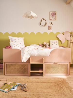 Verhoogd kinderbed met rieten opbergruimte LIGNE POÉSIE nude