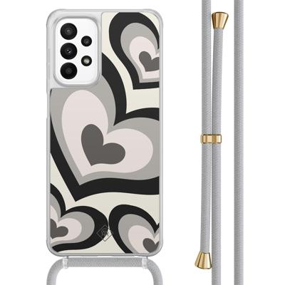 Samsung Galaxy A23 hoesje met koord - Hart swirl zwart Samsung Galaxy A23 hoesje met koord - Hart swirl zwart