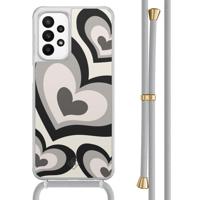 Samsung Galaxy A23 hoesje met koord - Hart swirl zwart - thumbnail