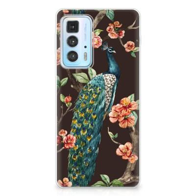 Motorola Edge 20 Pro | TPU Hoesje | Pauw met Bloemen Motorola Edge 20 Pro | TPU Hoesje | Pauw met Bloemen