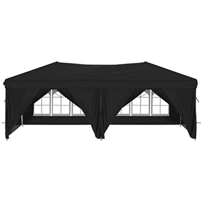 Partytent inklapbaar met zijwanden 3x6 m zwart