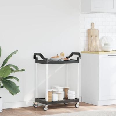 Trolley 2-laags 81x41x92 cm aluminium zwart Trolley 2-laags 81x41x92 cm aluminium zwart