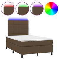 Boxspring met matras en LED stof donkerbruin 120x200 cm - thumbnail