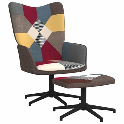 Relaxstoel met voetenbank patchwork stof Relaxstoel met voetenbank patchwork stof