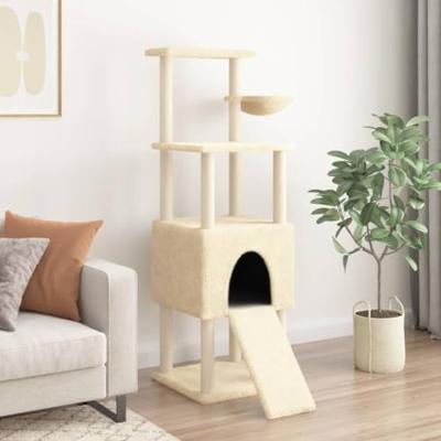 VidaXL Kattenmeubel met sisal krabpalen 153 cm crèmekleurig
