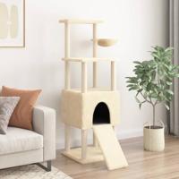 VidaXL Kattenmeubel met sisal krabpalen 153 cm crèmekleurig - thumbnail
