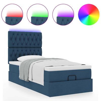 Ottoman bed met matras en LED's 120x200cm stof blauw