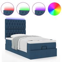 Ottoman bed met matras en LED's 120x200cm stof blauw - thumbnail
