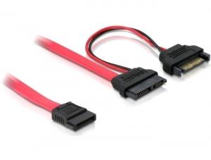 Delock 84418 Kabel Slim SATA female > SATA 7-polig + SATA 15-polig 5 V 50cm