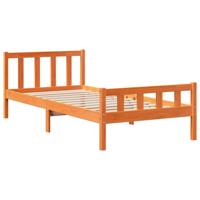 Bedframe met hoofdbord massief grenenhout wasbruin 160x200 cm - thumbnail