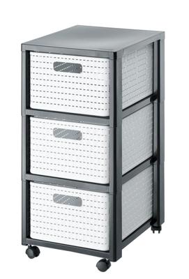 Rotho country design ladekast met wielen 3x18l wit