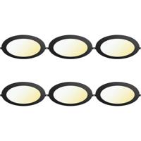 LED Downlight Inbouwspot Dimbaar 6 Stuks - Brinton Thin - 18W 1800lm 120° Bundelhoek - Aanpasbare Lichtkleur 3000K-4000K-6500K - IP40 - Rond - Zwart - Ø229mm Buitenmaat - Ø205mm Zaagmaat - thumbnail