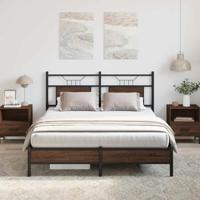 Bedframe zonder matras bewerkt hout bruin eikenkleur 137x190 cm - thumbnail