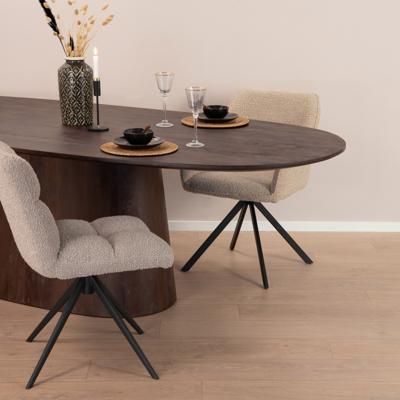 Eleonora Ovale Eettafel 'Aron' Mangohout, kleur Bruin, 250 x 110cm Eleonora Ovale Eettafel 'Aron' Mangohout, kleur Bruin, 250 x 110cm