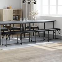 Eetkamerbank 248x32x45 cm staal en kunstleer zwart - thumbnail