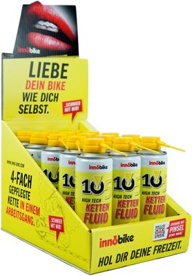 Innobike verkoopdisplay "topseller 105 high tech kettenfluid" display topseller 105 high tech
