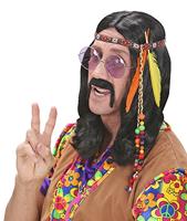 Hippie hoofdband met kraaltjes en veren - thumbnail