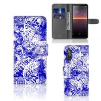 Telefoonhoesje met Naam Sony Xperia 10 II Angel Skull Blauw - thumbnail
