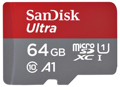 SanDisk microSDXC Ultra 64GB (A1/UHS-I/Cl.10/140MB/s) + Adapter Mobile microSDXC-kaart 64 GB A1 Application Performance Class, UHS-Class 1 SanDisk microSDXC Ultra 64GB (A1/UHS-I/Cl.10/140MB/s) + Adapter Mobile microSDXC-kaart 64 GB A1 Application Performance Class, UHS-Class 1
