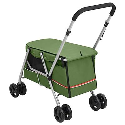 Hondenwagen inklapbaar 100x49x96 cm linnenstof groen - thumbnail