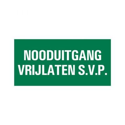 Bord Nooduitgang vrijlaten - 150x300 mm.