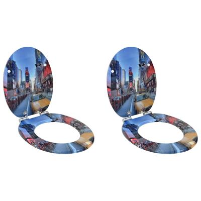 Zachte sluit toiletbril 2 pcs Multikleur 44 x 38 cm MDF-plaat