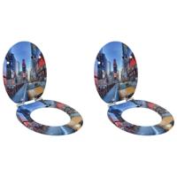 Zachte sluit toiletbril 2 pcs Multikleur 44 x 38 cm MDF-plaat - thumbnail