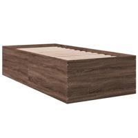Bedframe bewerkt hout bruin eikenkleur 90x190 cm - thumbnail