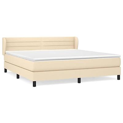 Boxspring met matras stof crèmekleurig 160x200 cm