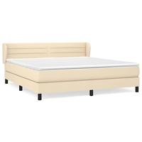 Boxspring met matras stof crèmekleurig 160x200 cm - thumbnail