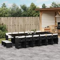 17-delige Tuinset met kussens poly rattan zwart - thumbnail