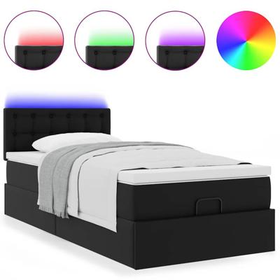 Ottoman bed met matrassen en LED's 80x200cm kunstleer zwart