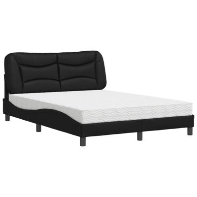 Bed met matras kunstleer zwart 140x190 cm - thumbnail