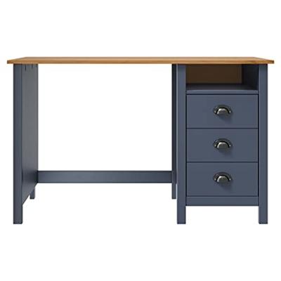 VidaXL Bureau hill 3 lades 120x50x74 cm massief grenenhout grijs VidaXL Bureau hill 3 lades 120x50x74 cm massief grenenhout grijs