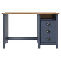 VidaXL Bureau hill 3 lades 120x50x74 cm massief grenenhout grijs - thumbnail