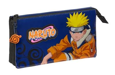 Pennenetui met 3 vakken Naruto Ninja Blauw Zwart 22 x 12 x 3 cm