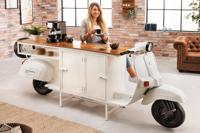 Extravagante barkast SCOOTER 250cm witte retro console scooter met mangohout upcycling - 42104 - thumbnail
