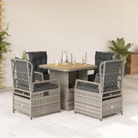 5-delige Tuinset met kussens poly rattan grijs - thumbnail