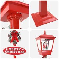 Kerststraatlamp met lantaarn Rood 40.5x40.5x180cm Metaal - thumbnail