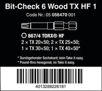 Wera Bit-Check 6 Wood TX HF 1 05056470001 Torx-bit 6 onderdelen - thumbnail