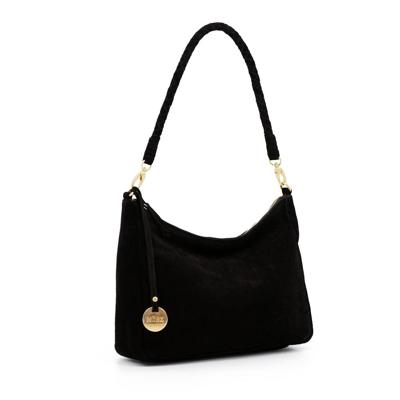 Leren schoudertas dames - zwart suede- MŌSZ Coco M Leren schoudertas dames - zwart suede- MŌSZ Coco M