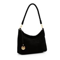 Leren schoudertas dames - zwart suede- MŌSZ Coco M - thumbnail