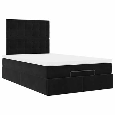 Ottoman bed met matrassen en LED's 160x200cm fluweel zwart - thumbnail