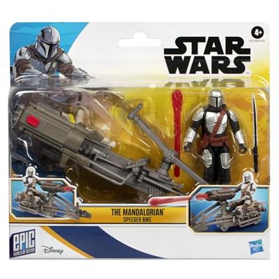 STAR WARS Epic World of Action The Mandalorian & Speeder Bike, 10 cm actiefiguur & voertuig, speelgoed voor 4-jarige jongens en meisjes en ouder STAR WARS Epic World of Action The Mandalorian & Speeder Bike, 10 cm actiefiguur & voertuig, speelgoed voor 4-jarige jongens en meisjes en ouder