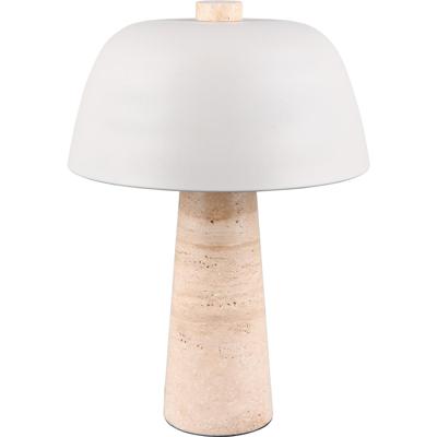 LED Tafellamp - Trio Select Timba - 2 Lichtpunten - E27-fitting - Snoerschakelaar - IP20 - Warm Grijs - Travertin