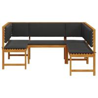 Tuinbankset 3 pcs Bruin Massief acaciahout - thumbnail