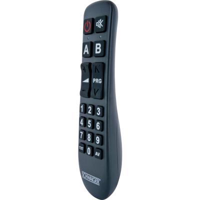 SCHWAIGER -UFB1100 533- Universele afstandsbediening | 2in1 | batterijgevoed | 18 knoppen | voor senioren | ergonomisch ontwerp | voor 2 verschillende apparaten | voor Samsung, LG, Sony, Philips TV