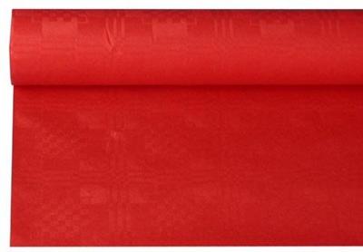 Tafelkleed uit papier met damastprint, 1,2 x 8 m, rood Tafelkleed uit papier met damastprint, 1,2 x 8 m, rood